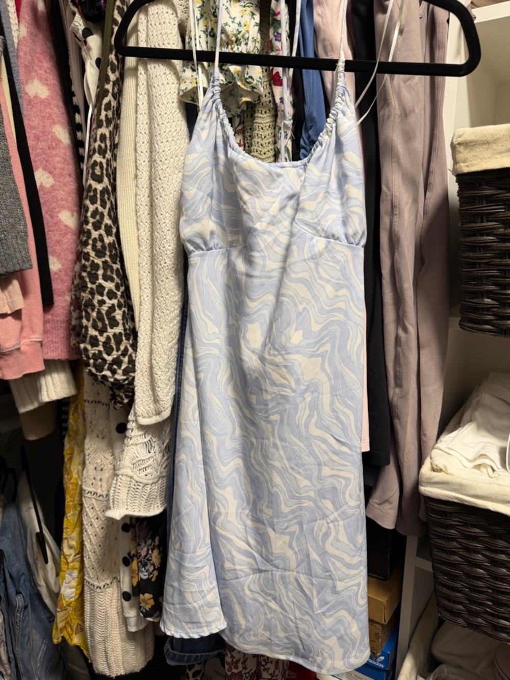 Abercrombie & Fitch Light Blue and White Swirl Slip Dress